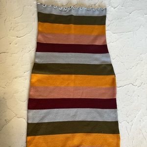 Strapless knit striped mini dress